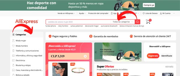 Como encontrar productos en Aliexpress desde Chile