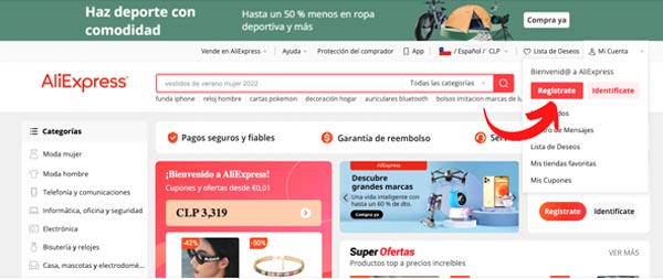 Registro en Aliexpress para comprar desde Chile