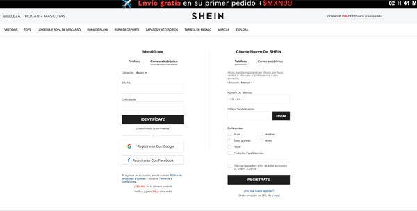 Pasos para comprar en Shein desde México